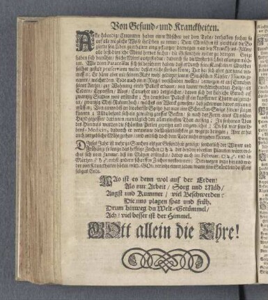 Von Gesund- und Kranckheiten.