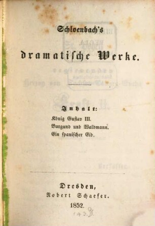 Schloenbach's dramatische Werke