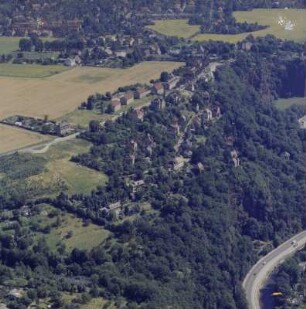 Stadtteilansicht. Blick über den Plauenschen Grund mit Tharandter Straße und Weißeritz