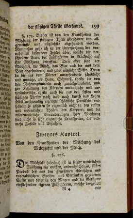Zweytes Kapitel. Von den Krankheiten der Mischung des Milchtrakts und der Milch.