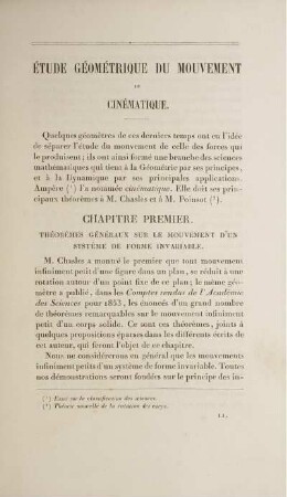 Étude Géométrique du Mouvement ou Cinématique.