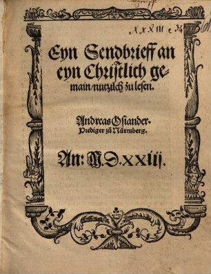 Eyn Sendbrieff an eyn Christlich gemain : nutzlich zu lesen