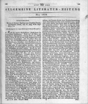 Heffter, A. W.: Beiträge zum deutschen Staats- und Fürstenrecht. Berlin: Reimer 1829 (Fortsetzung der im vorigen Stück abgebrochenen Rezension)