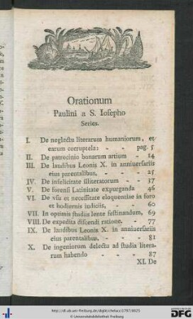 Orationum Paulini a S. Iosepho Series.