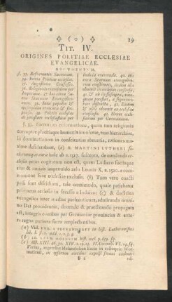 Tit. IV. Origines Politiae Ecclesiae Evangelicae