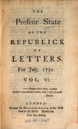 The present state of the republick of letters. 6. 1730, Juli