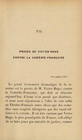 VII Procès de Victor Hugo contre la Comédie-Francaise