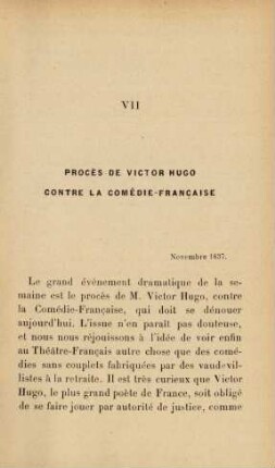VII Procès de Victor Hugo contre la Comédie-Francaise