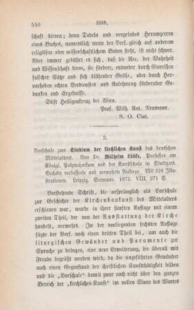 550-553 [Rezension] Lübke, Wilhelm, Vorschule zum Studium der kirchlichen Kunst des deutschen Mittelalters