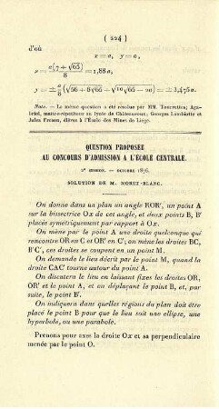 Question proposée au concours d'admission a l'École Centrale.