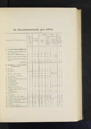 b) Gesamtstatistik pro 1904.
