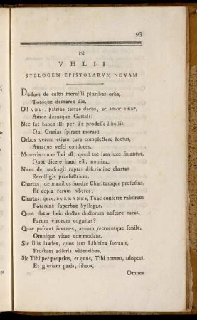 In Uhlii Syllogen Epistolarum Novam