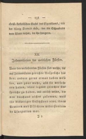 XII. Indemnisation der weltlichen Fürsten