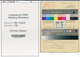 Entnazifizierung Margot Emmert , geb. 19.10.1920 (Sekretaerin)