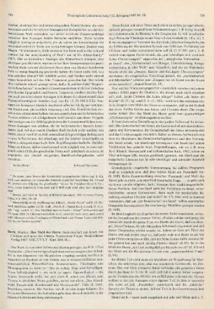 749-751 [Rezension] Barth, Markus, Das Mahl des Herrn