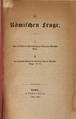 Zur römischen Frage
