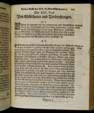 Der XXV. Titul. Von Missethaten und Verbrechungen.