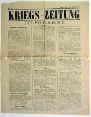 Nachrichtenblatt für die deutschen Truppen im besetzten Frankreich "Kriegs-Zeitung"