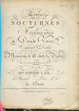 Trois Nocturnes français : à 2 voix
