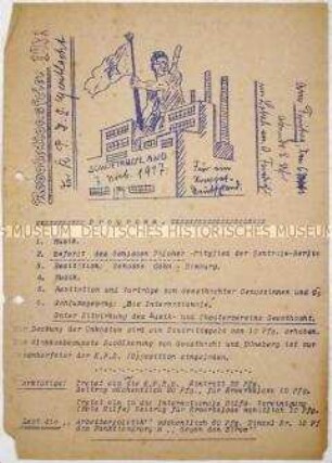 Hektografiertes Programm eines Veranstaltung der KPD-Opposition in Geesthacht