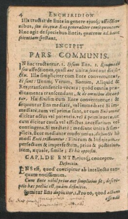 Cap. I. De Ente, eiusque conceptu.