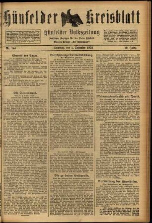 Ausgabe vom Samstag, den 01. Dezember 1923.