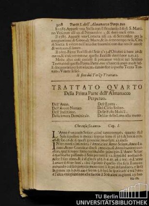 Trattato Qvarto Della Prima Parte dell'Almanacco Perpetuo.