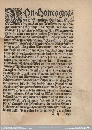 Von Gottes Gnaden Wir Augustus Herzog zu Sachsen...
