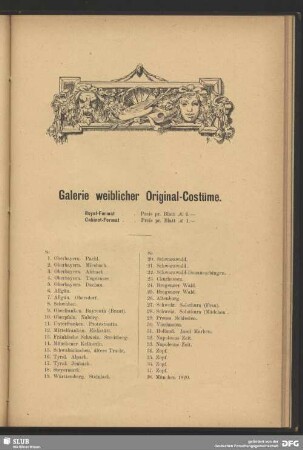 Galerie weiblicher Original-Costüme