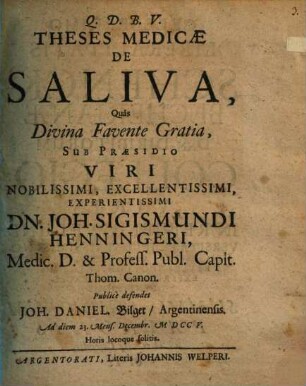 Theses medicae de saliva