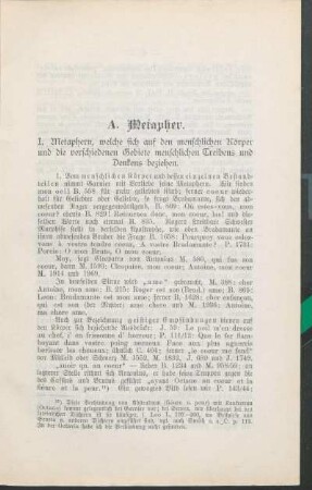 I. Metaphern, welche sich auf den menschlichen Körper und die verschiedenen Gebiete menschlichen Treibens und Denkens beziehen.