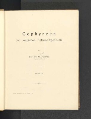 Gephyreen der deutschen Tiefsee-Expedition.