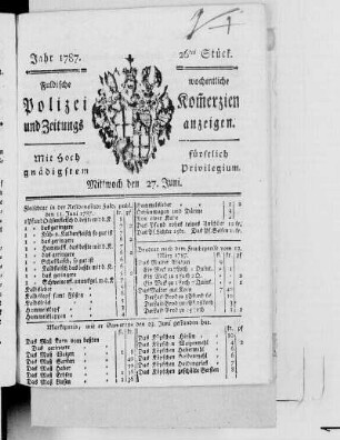 26tes Stück., Ausgabe vom 27. Juni 1787