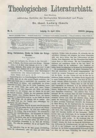 145-152 Krieg, Christentum, Kirche im Lichte der Kriegsliteratur