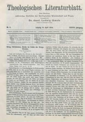 145-152 Krieg, Christentum, Kirche im Lichte der Kriegsliteratur