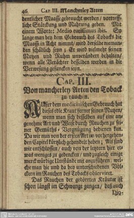 Cap. III. Von mancherley Arten des Tobacks zu rauchen
