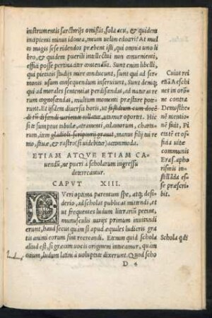 Etiam Atque Etiam Cavendum, ne pueri a scholarum ingressu deterreantur. Caput XIII.