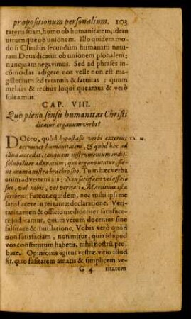 Cap. VIII. Quo pleno sensu humanitas Christi dicatur organum verbi?
