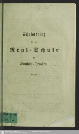 Schulordnung für die Real-Schule zu Neustadt-Dresden