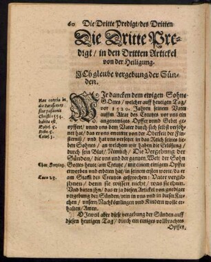 Die Dritte Predigt/ in den Dritten Artickel von der Heiligung.