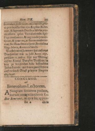 Conclusio ad Benevolum Lectorem.
