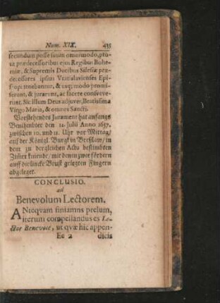 Conclusio ad Benevolum Lectorem.