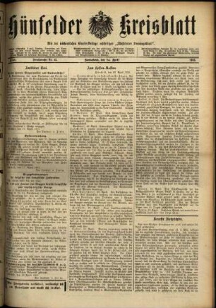 Ausgabe vom Samstag, den 24. April 1915.