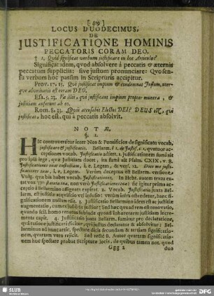 Locus Duodecimus. De Iustificatione Hominis Peccatoris Coram Deo