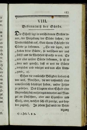 VIII. Bekenntniß der Sünde.