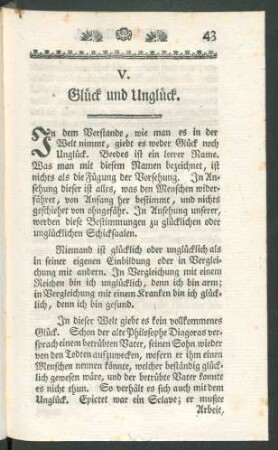 V. Glück und Unglück.