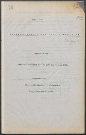 1929/30: Jahresbericht über das Schuljahr Ostern ... bis Ostern ... - 1929/30
