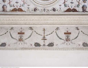 Deckendekoration mit dem Turini-Wappen und Frauen-Bildnissen nach Raffael, Ornamentfries