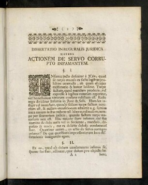 3-18, Dissertatio Inauguralis Juridica Sistens Actionem De Servo Corrupto Infamantem.