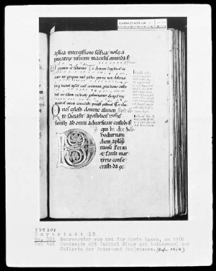 Laacher Sakramentar — Initiale D (eus qui hodiernam), Folio 106 recto